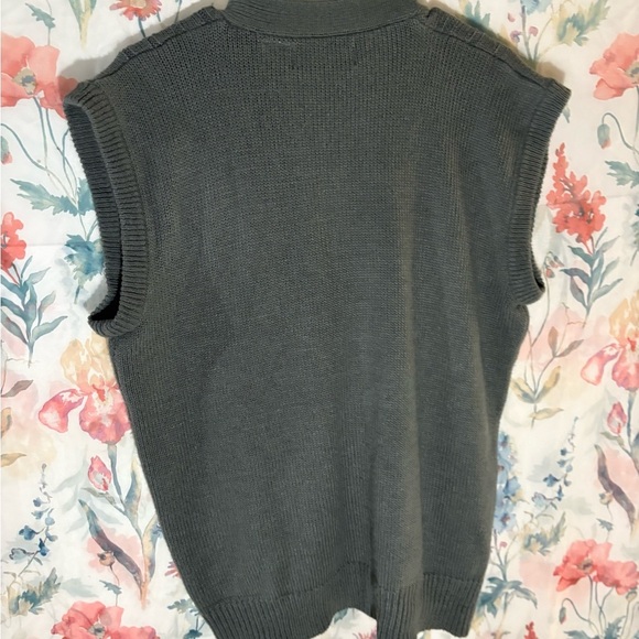 Vintage High Sierra Gray Ribbed Knit Cardigan Sweater Vest - Picture 7 of 8
